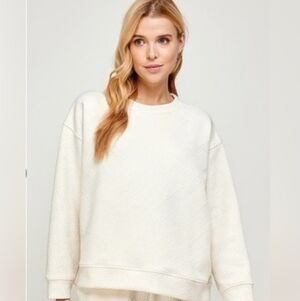 Everyday Cream Textured Crewneck Sweater